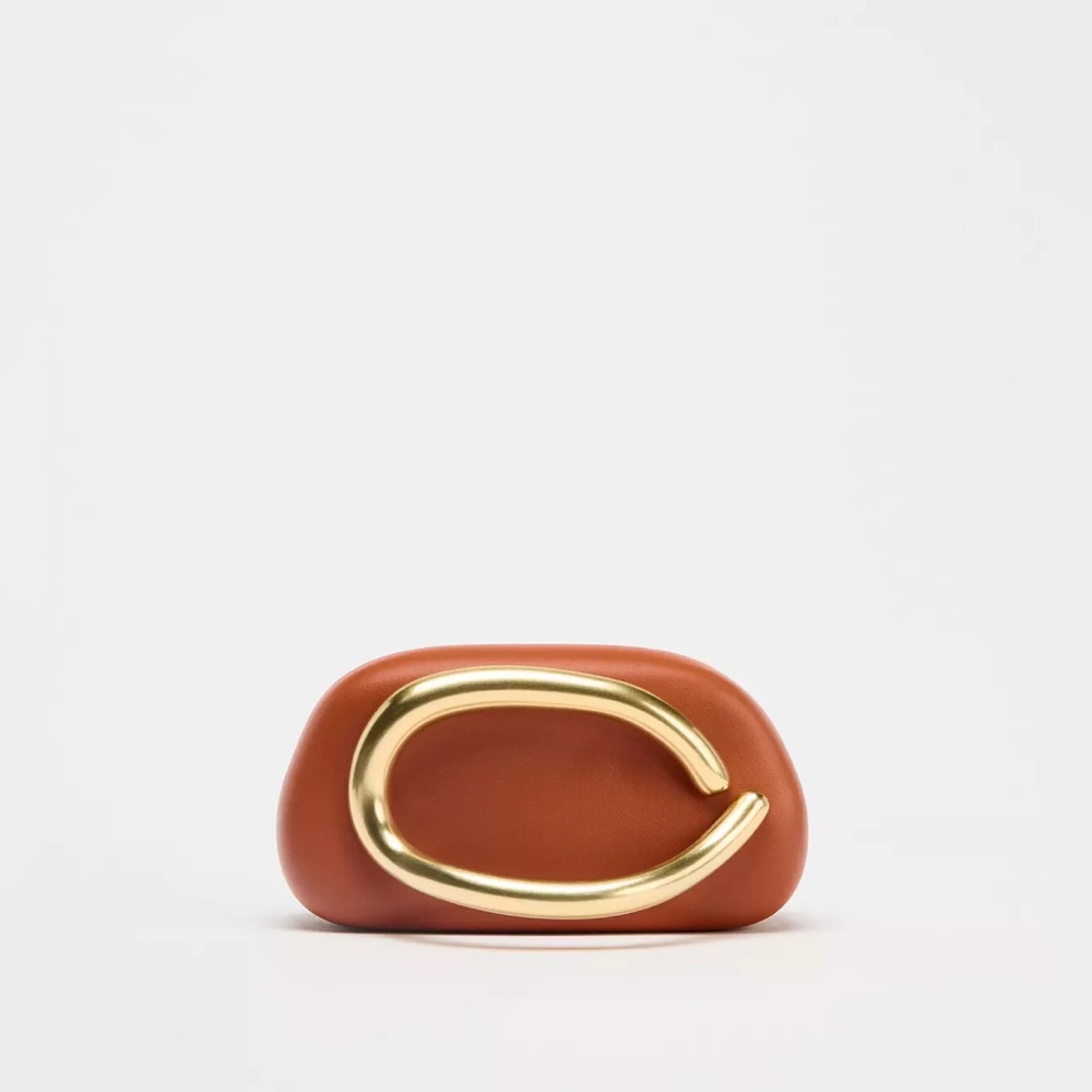 Zara Orange Gold Brassel Clutch - Picture 3 of 14